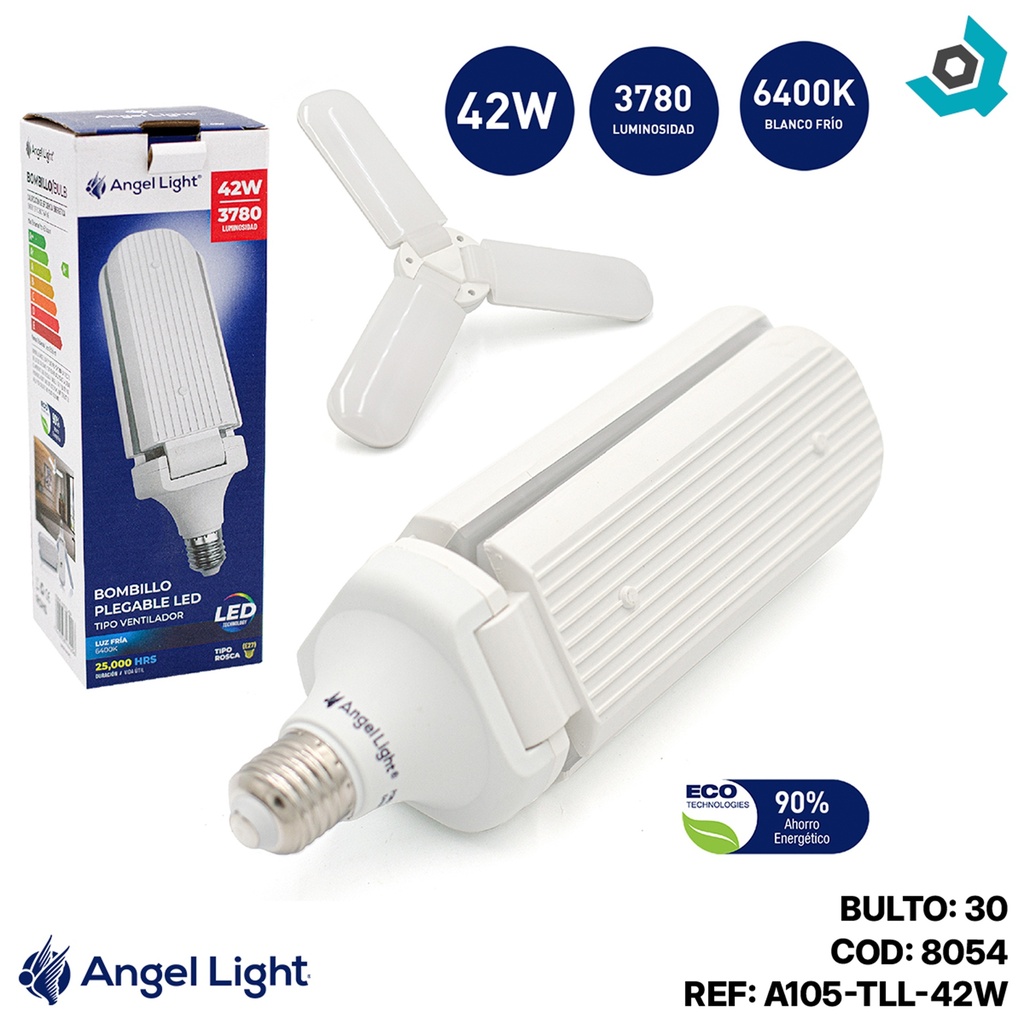 BOMBILLO LED 42W PLEGABLE TIPO VENTILADOR ANGEL LIGHT