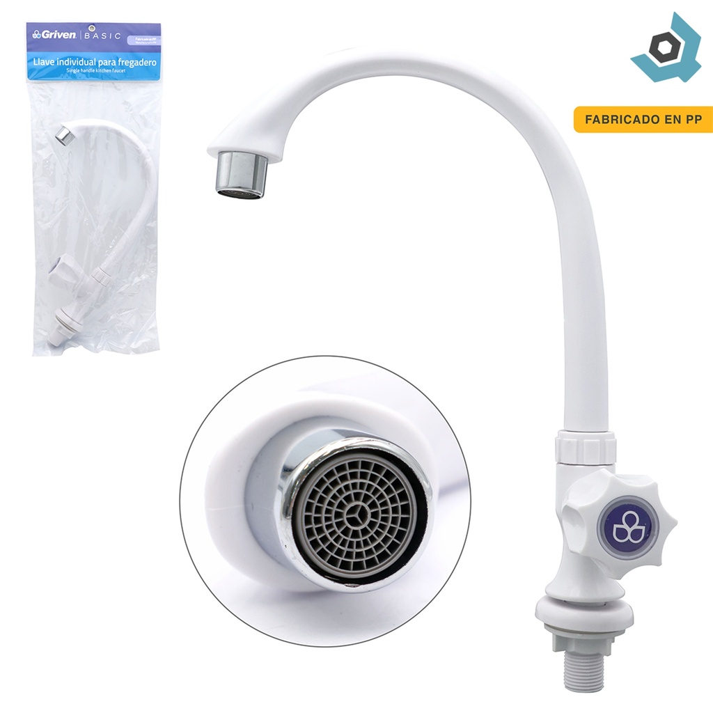 GRIFERIA PARA FREGADERO INDIVIDUAL ABS GRIVEN WHITE