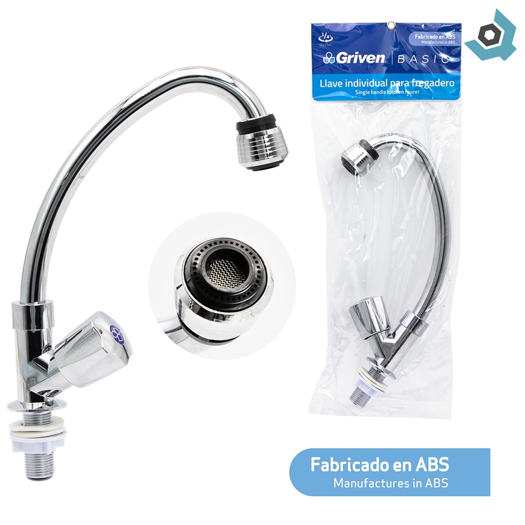 GRIFERIA PARA FREGADERO INDIVIDUAL CROMADO GRIVEN