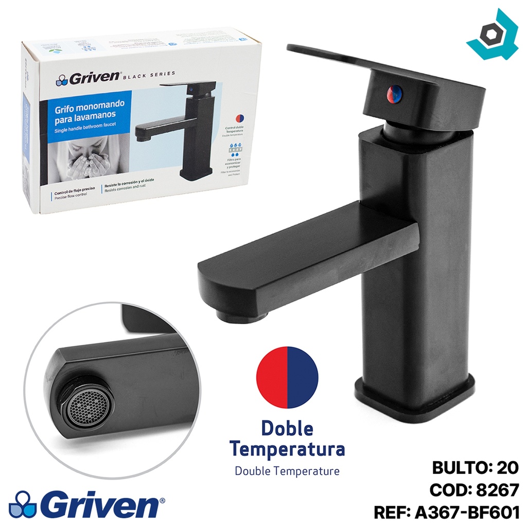 GRIFERIA PARA LAVAMANOS DOBLE TEMPERATURA GRIVEN