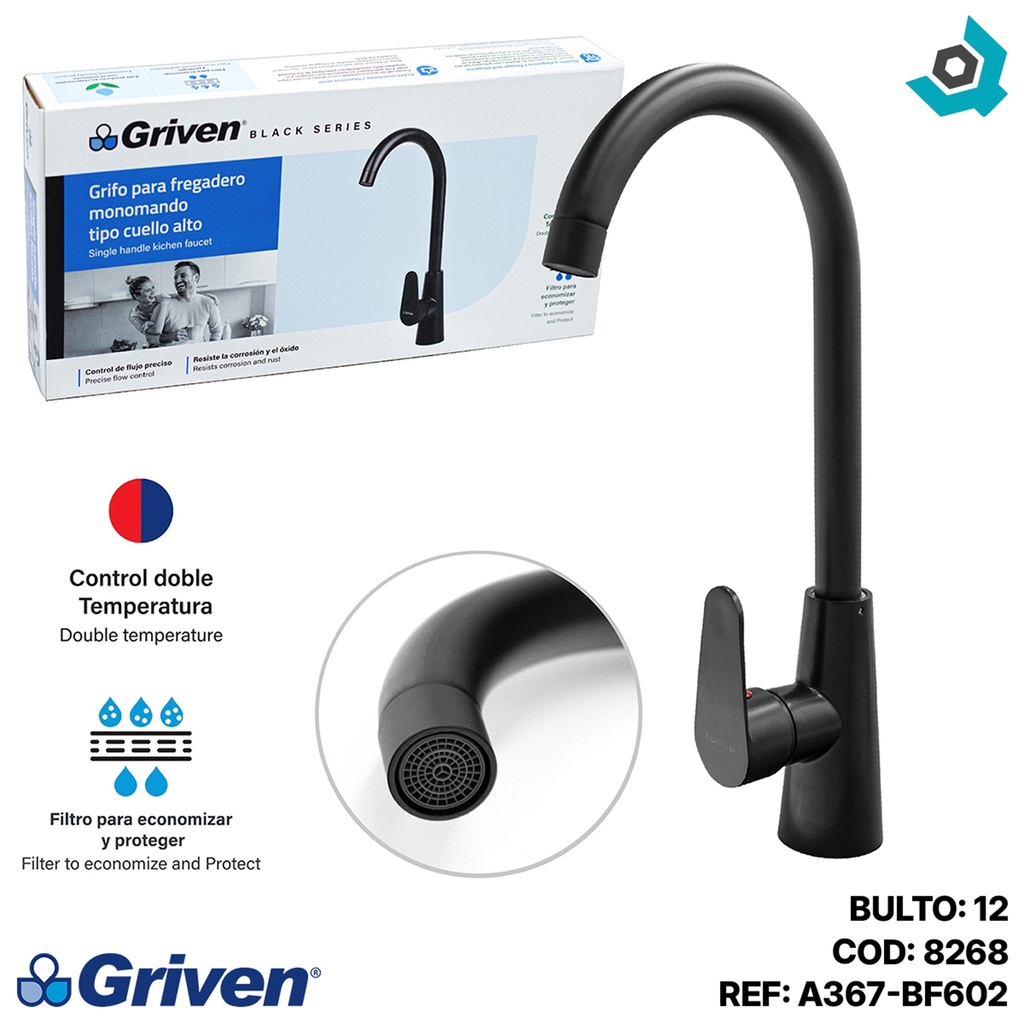 GRIFERIA PARA FREGADERO MONOMANDO GRIVEN BLACK