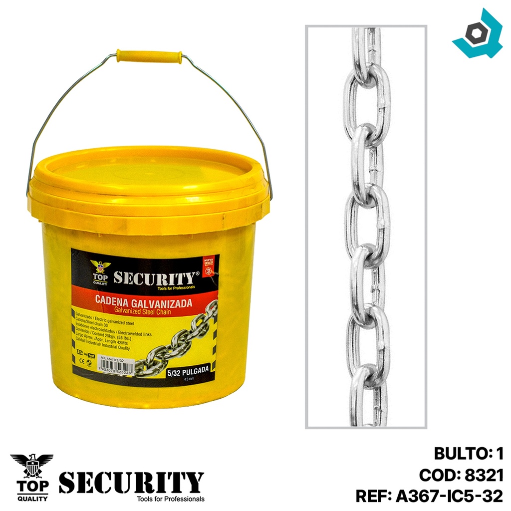 CADENA 5/32" DE ACERO GALVANIZADO SECURITY