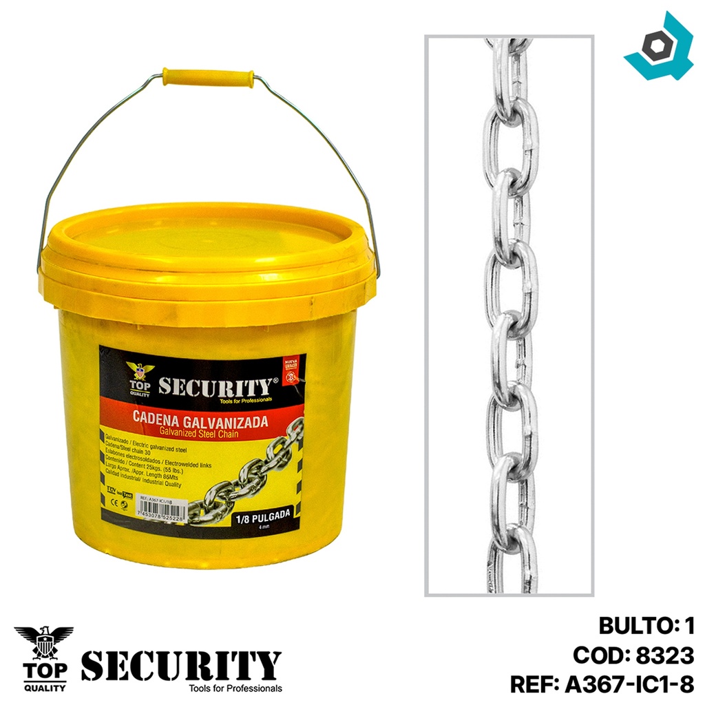 CADENA 1/8" DE ACERO GALVANIZADO SECURITY