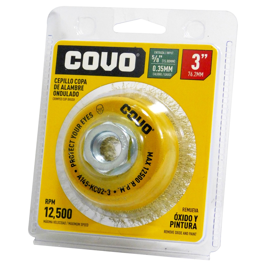DISCO CEPILLO COPA DE ALAMBRE 3" X 5/8" COVO