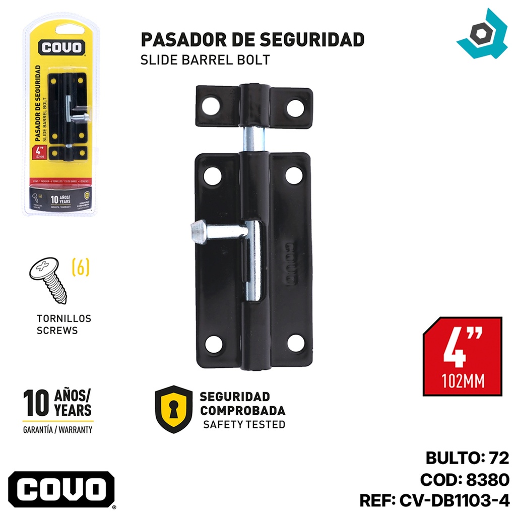 PASADOR DE SEGURIDAD 4" COVO