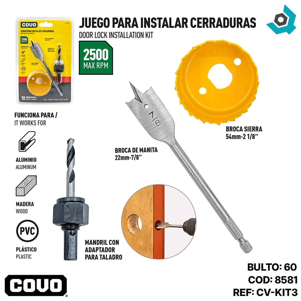 BROCA PARA CERRADURA 7/8" - 2 1/8" COVO