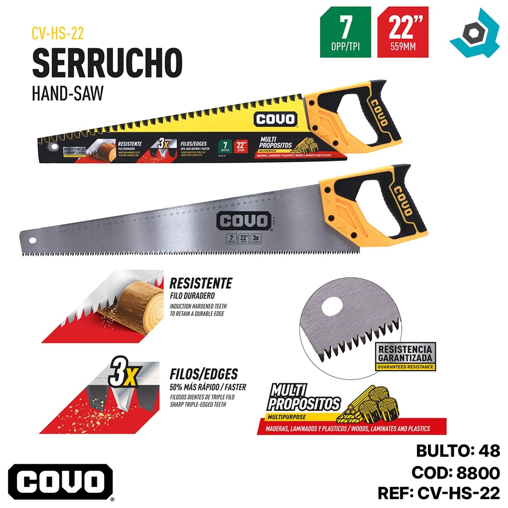 SERRUCHO 22" MANGO DE PVC COVO