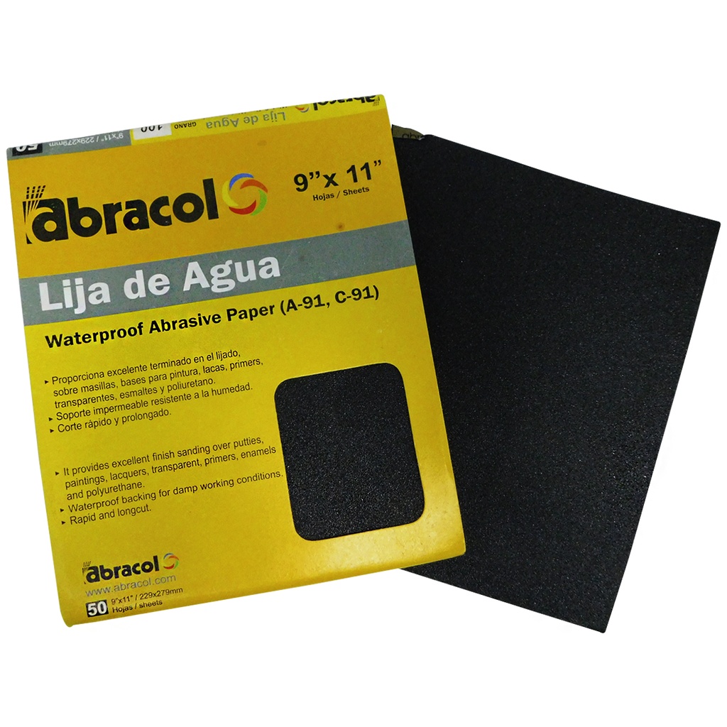 LIJA DE AGUA 9" X 11" GRANO 100 ABRACOL