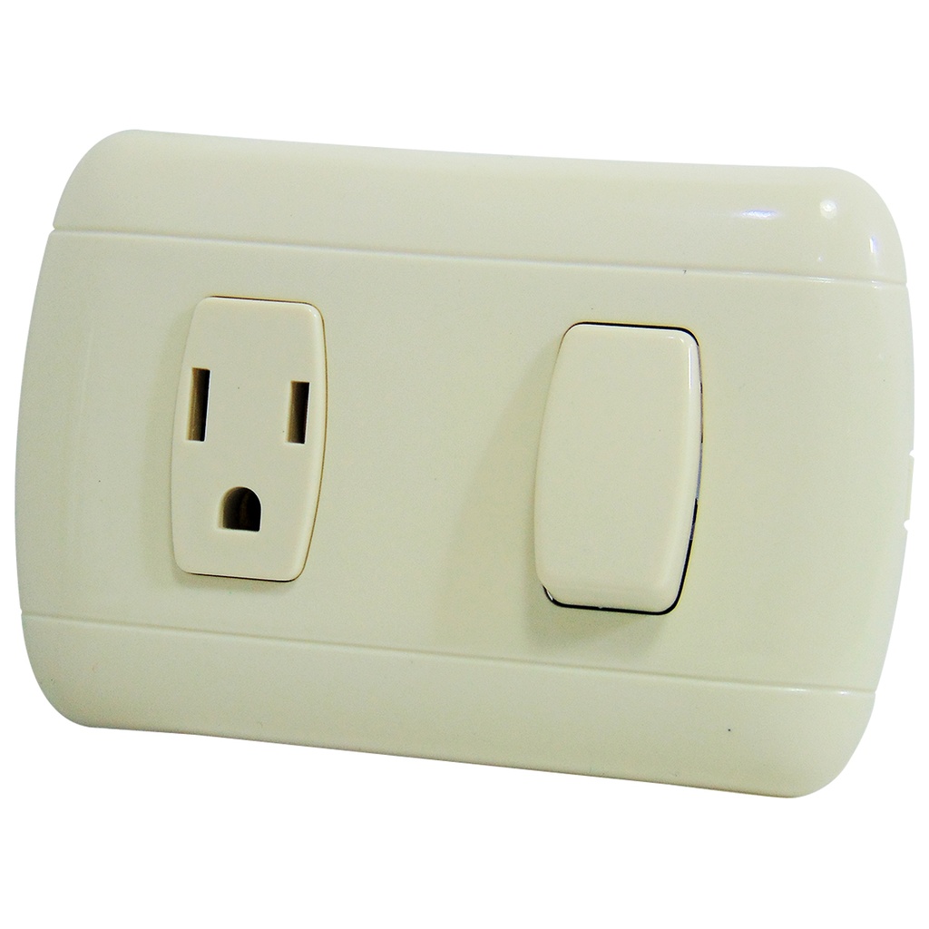 APAGADOR CON TOMA SENCILLO BEIGE TROEN