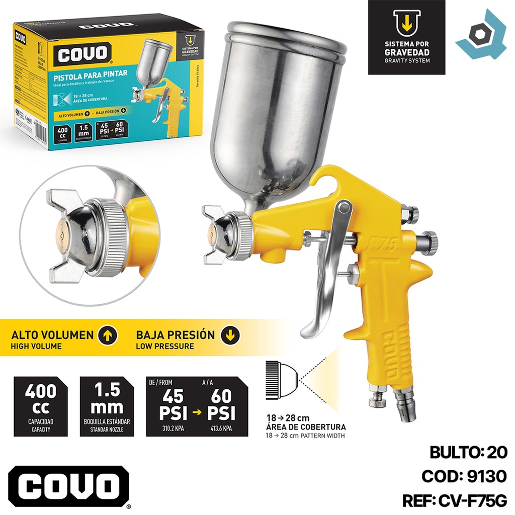 PISTOLA DE SPRAY PARA PINTAR 400CC COVO