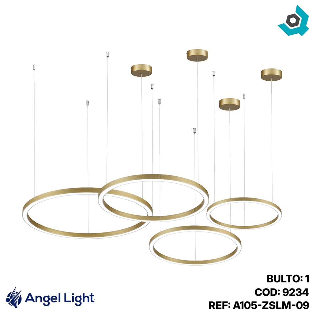 LAMPARA LED COLGANTE 90W 4 ANILLOS ANGEL LIGHT