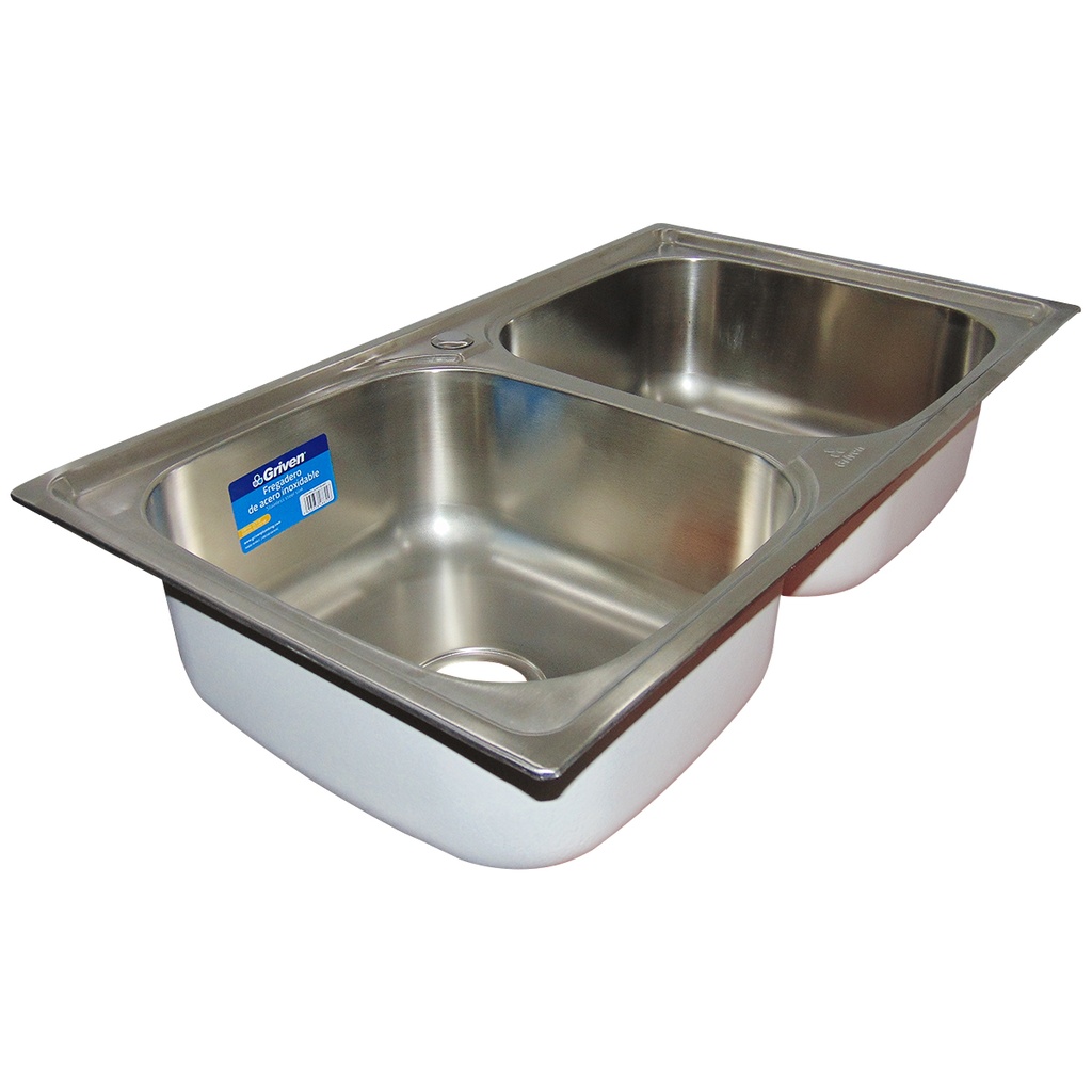 FREGADERO DOBLE 35.5 X 40.5 SIN ESCURRIDOR GRIVEN