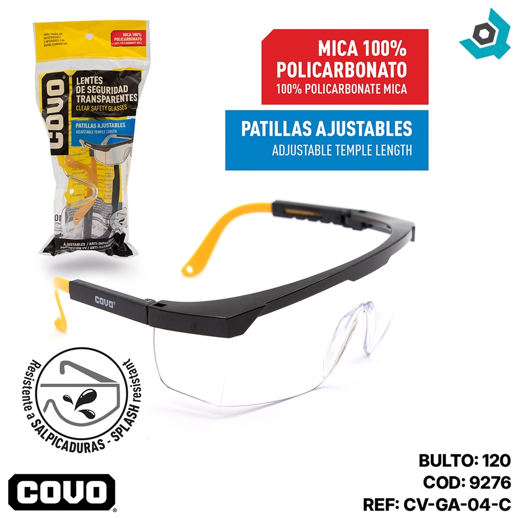 LENTES DE SEGURIDAD TRANSPARENTES COVO