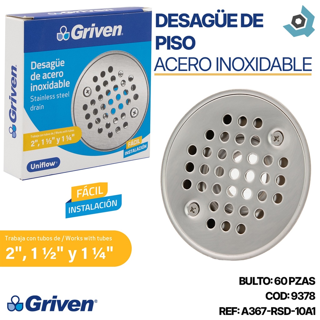 DESAGUE DE PISO 3" REDONDO ACERO INOXIDABLE GRIVEN