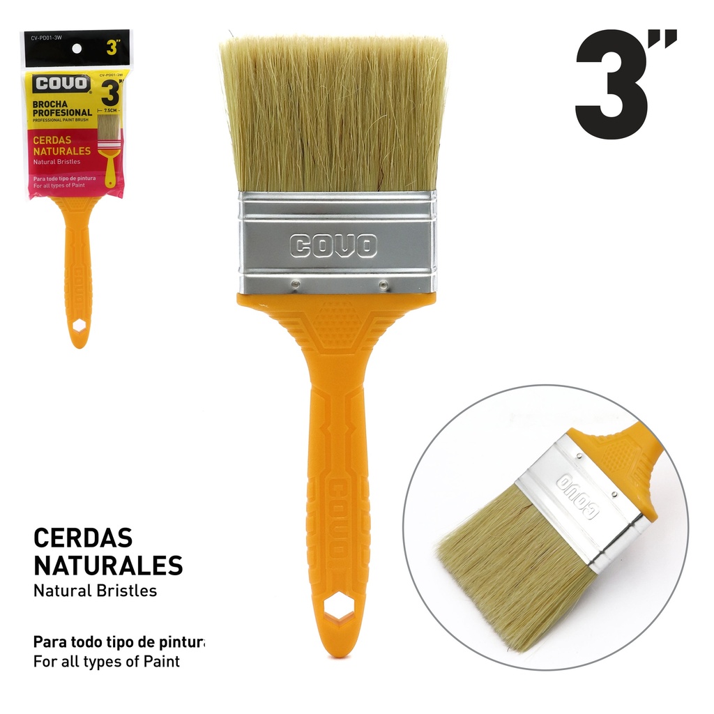BROCHA 3" CERDAS BLANCAS COVO