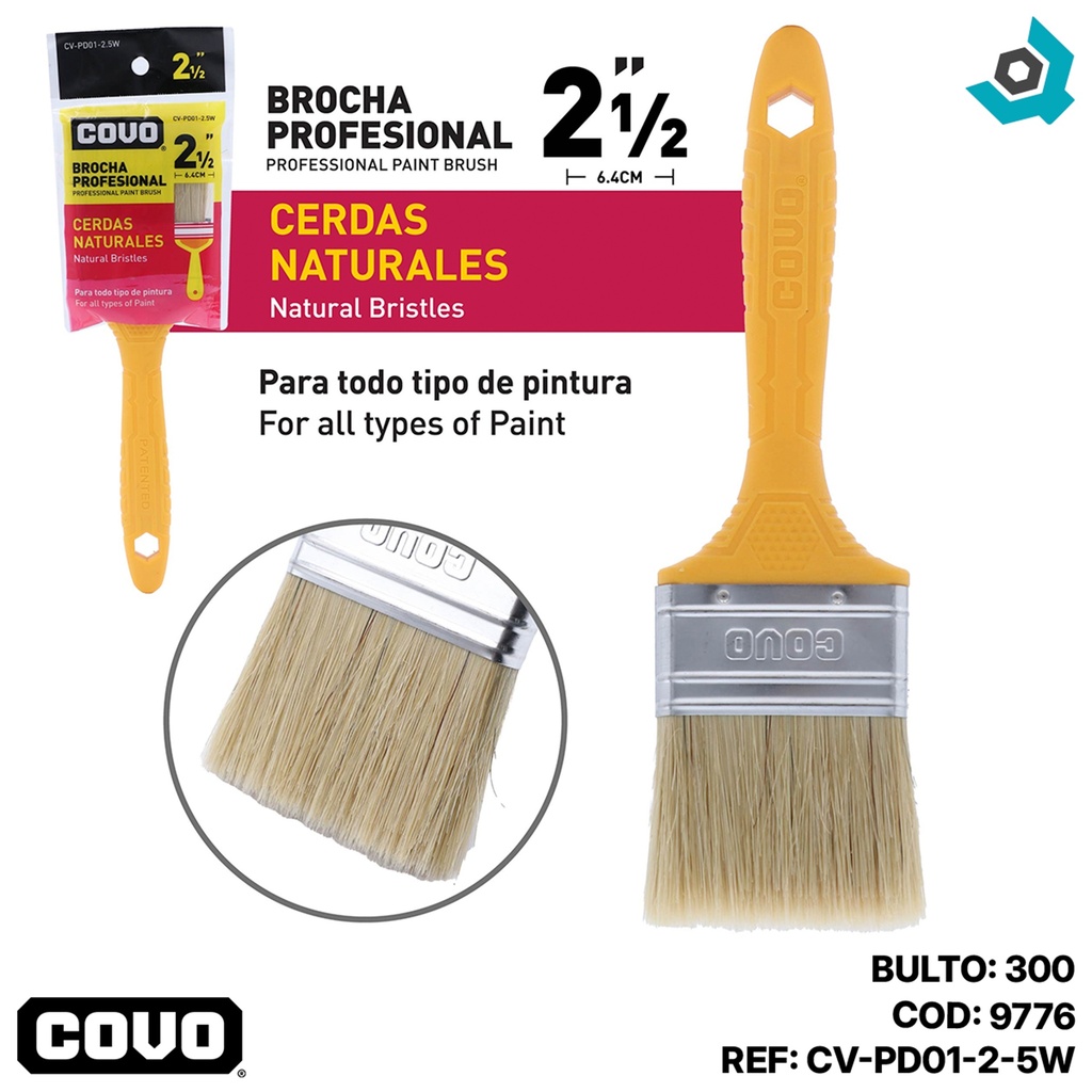 BROCHA 2.5" CERDAS BLANCAS COVO