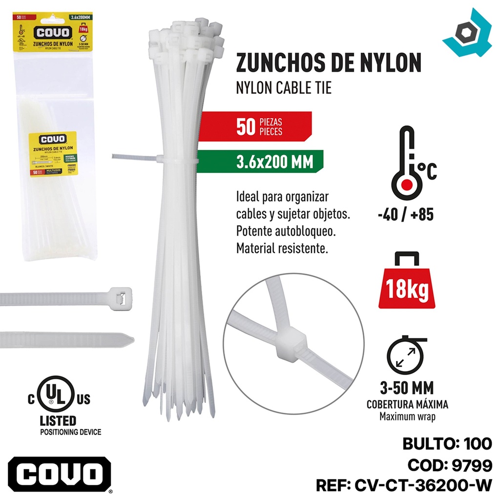 TIRRAJE NYLON BLANCO 3.6-200MM COVO