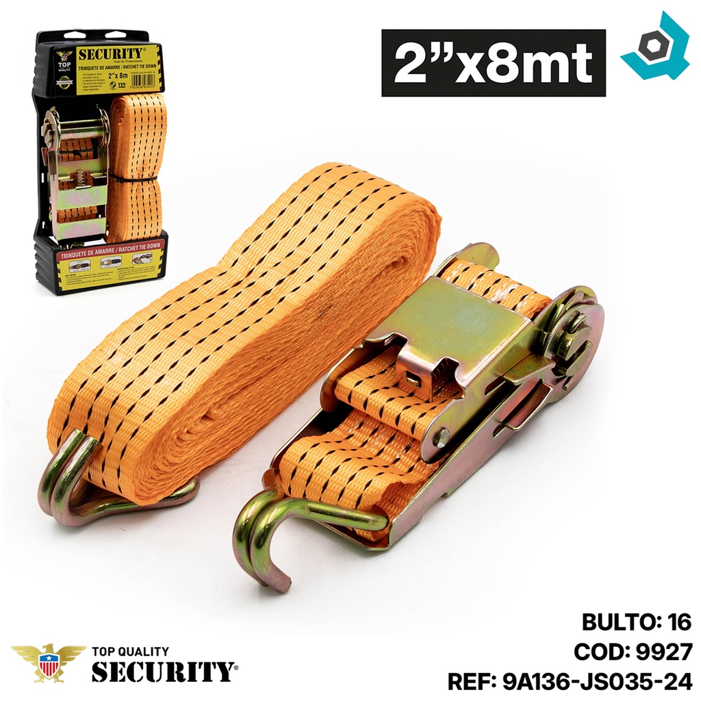 CORREA DE AMARRE CON TRINQUETE 2" X 8M SECURITY