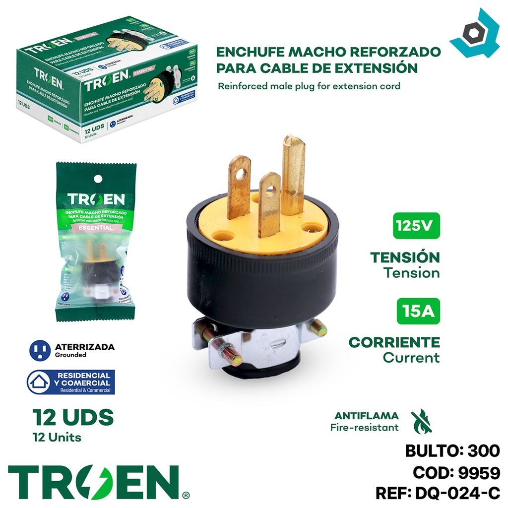 ENCHUFE ELECTRICO 110V REFORZADO CON TIERRA TROEN