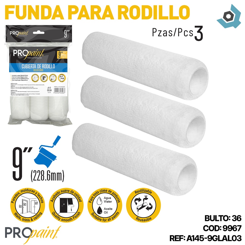 FUNDA PARA RODILLO 3 PIEZAS PRO PAINT