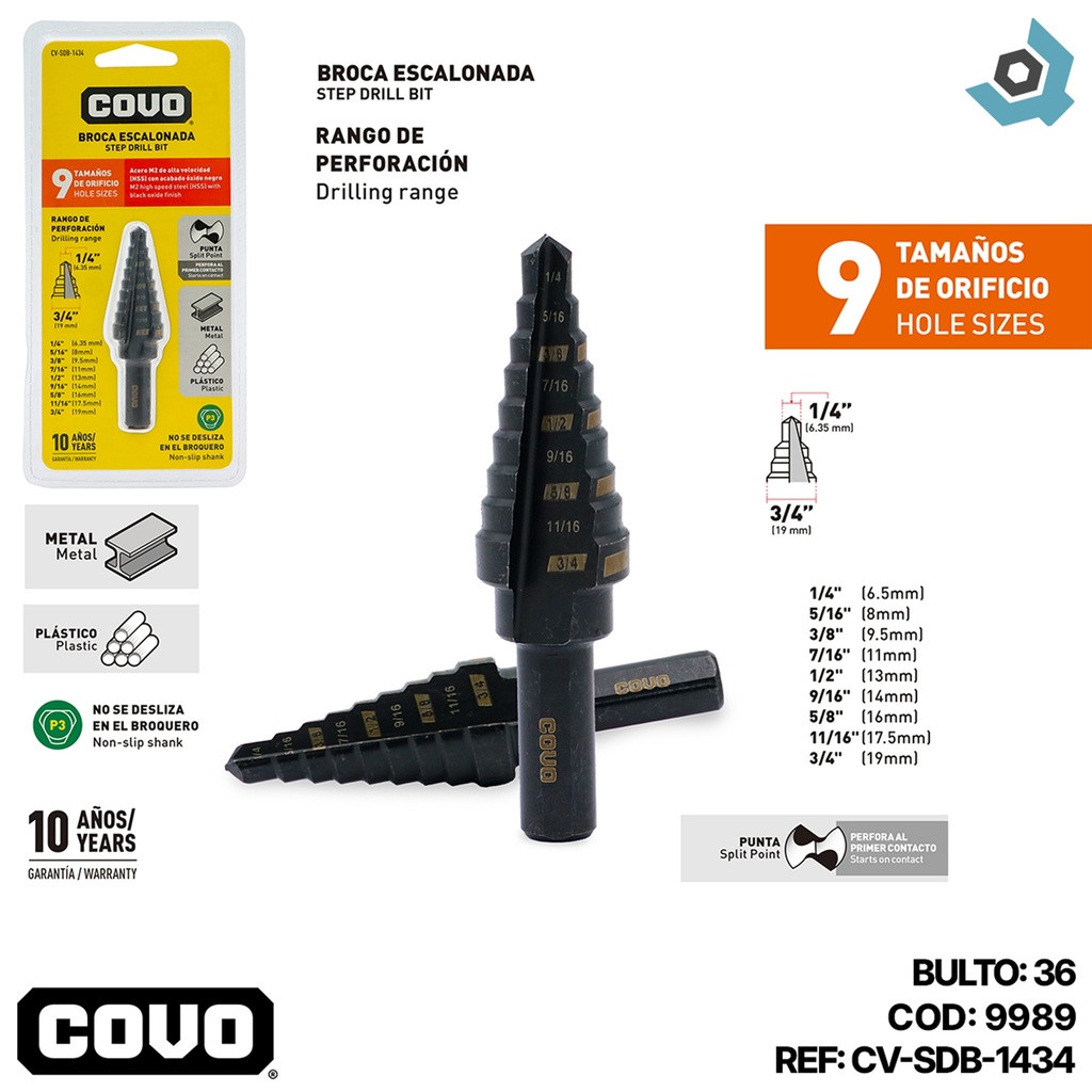 MECHA 3/8" MULTIMATERIAL ESCALONADA COVO