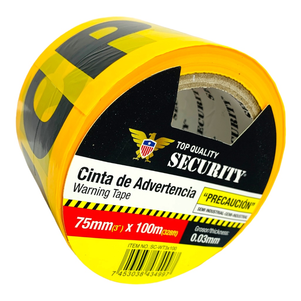 CINTA DE ADVERENCIA 3" X 100 METROS SECURITY