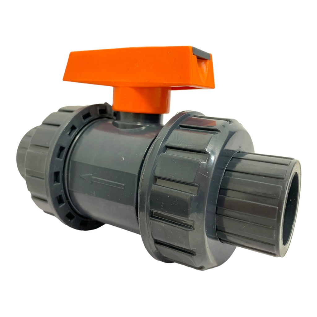 VALVULA BOLA DOBLE UNION UNIVERSAL PVC PRES 3/4" SIN ROSCA TUBRICA