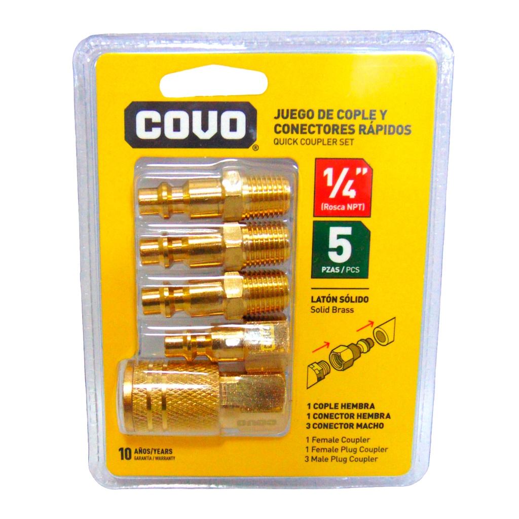 JUEGO DE COPLE Y CONECTORES RAPIDOS 5 PZAS COVO