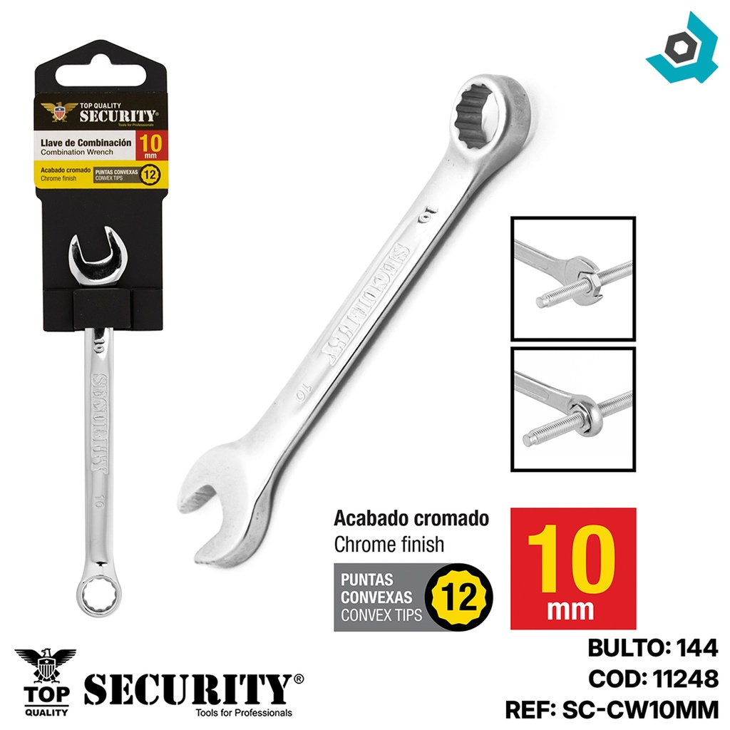 LLAVE DE COMBINACION 10MM CROMADA SECURITY