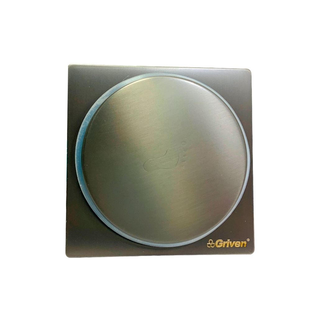 DESAGUE DE PISO 4" X 4" PUSH GRIS METALICO ACERO INOXIDABLE GRIVEN GUN METAL