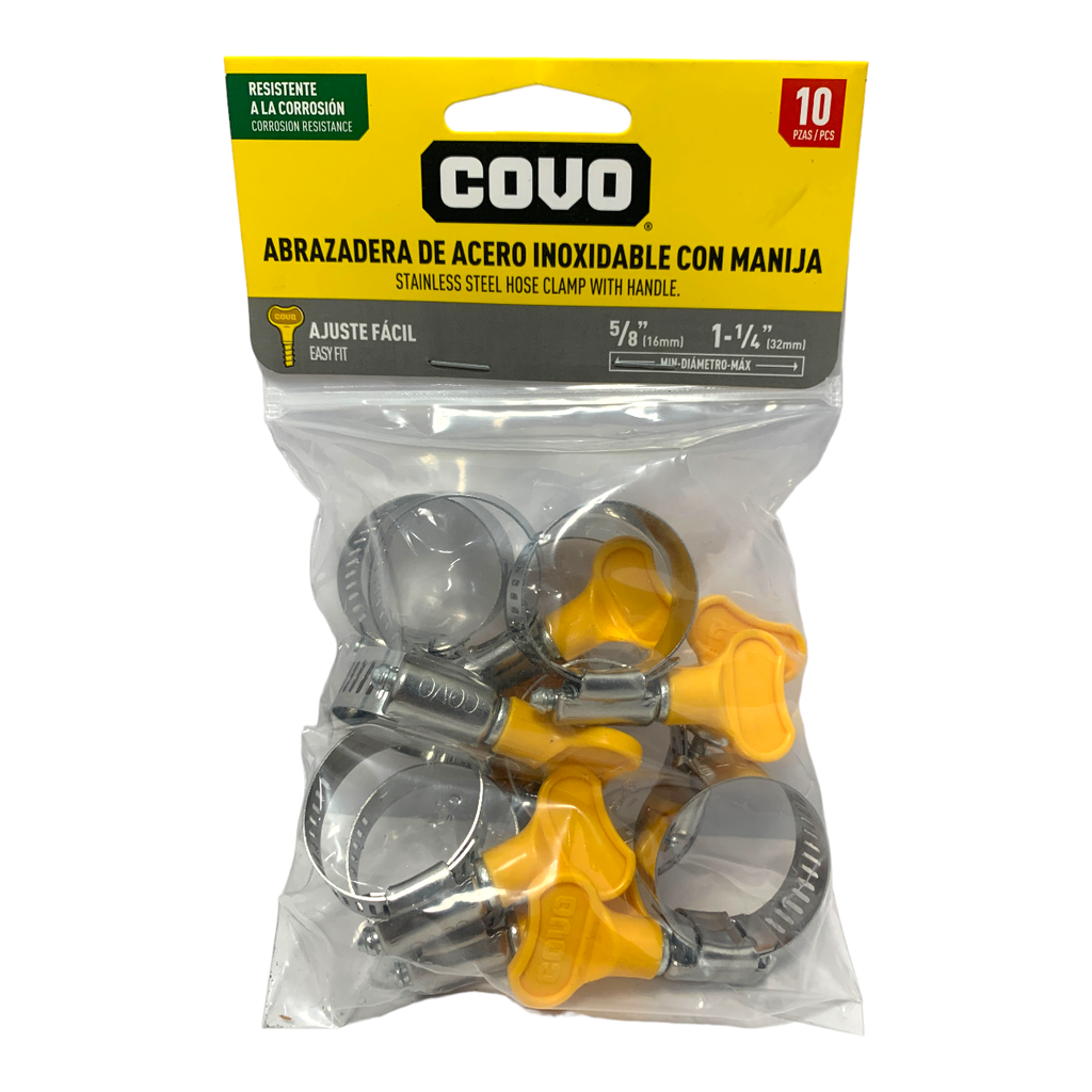 ABRAZADERA CON MANIJA 5/8" A 1-1/4" 10 PZAS COVO
