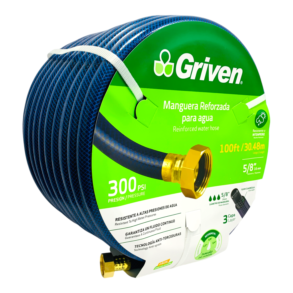 MANGUERA 5/8" DE JARDINERIA REFORZADA 30.48 METROS GRIVEN