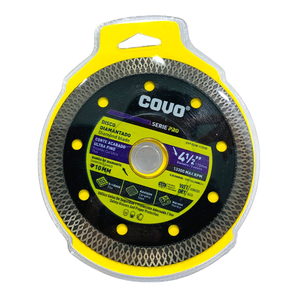DISCO DIAMANTADO 4 1/2" CORTE ULTRA FINO COVO PRO