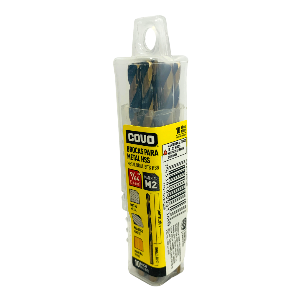 MECHAS PARA METAL 9/64" HSS 10 PIEZAS COVO