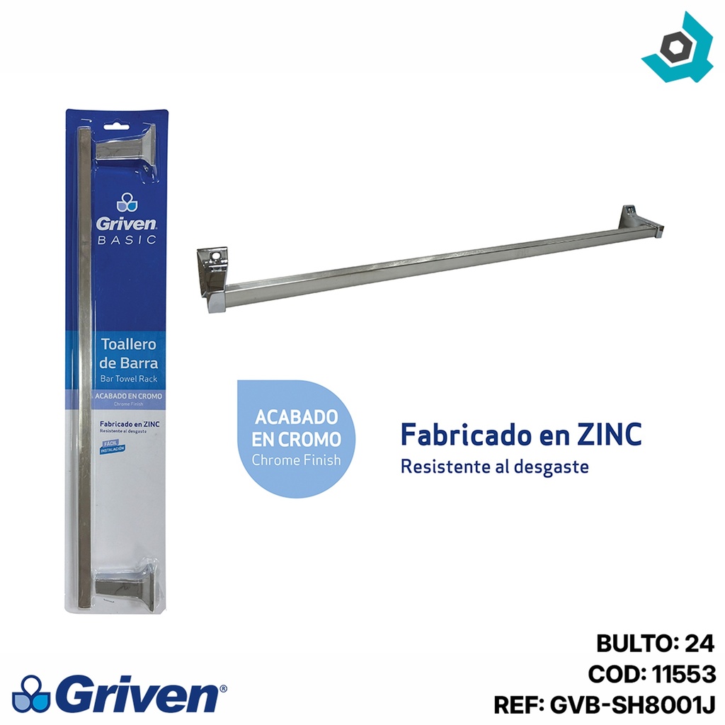TOALLERO DE BARRA 60CM CROMADO GRIVEN BASIC