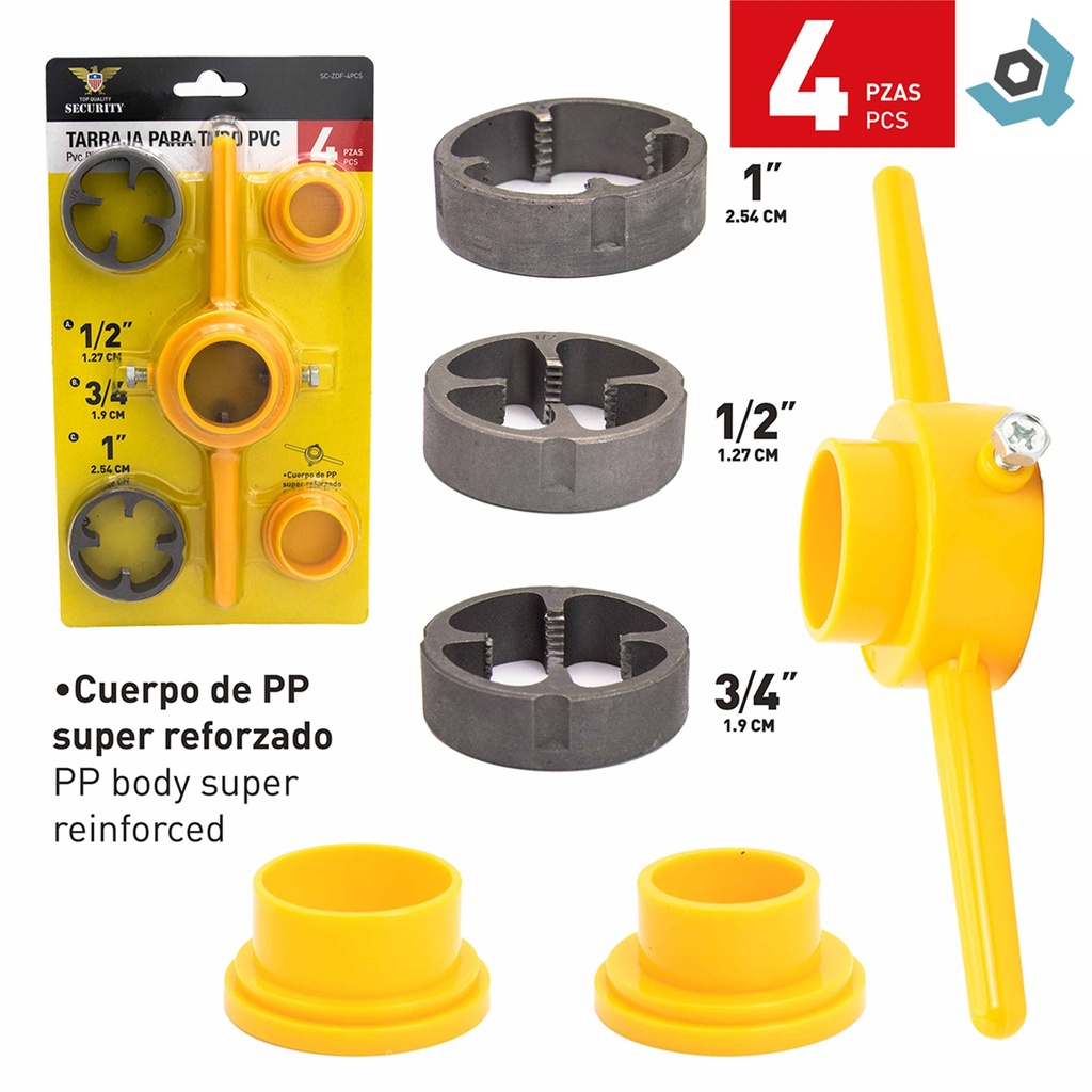 TARRAJA PARA TUBO PVC 4 PZAS SECURITY