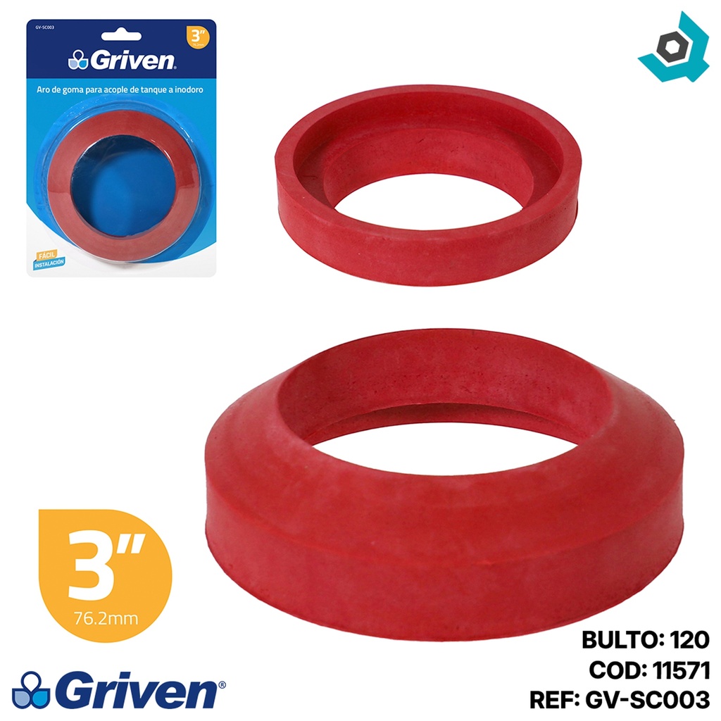 ARO DE GOMA 3" PARA ACOPLE SIN TORNILLOS GRIVEN