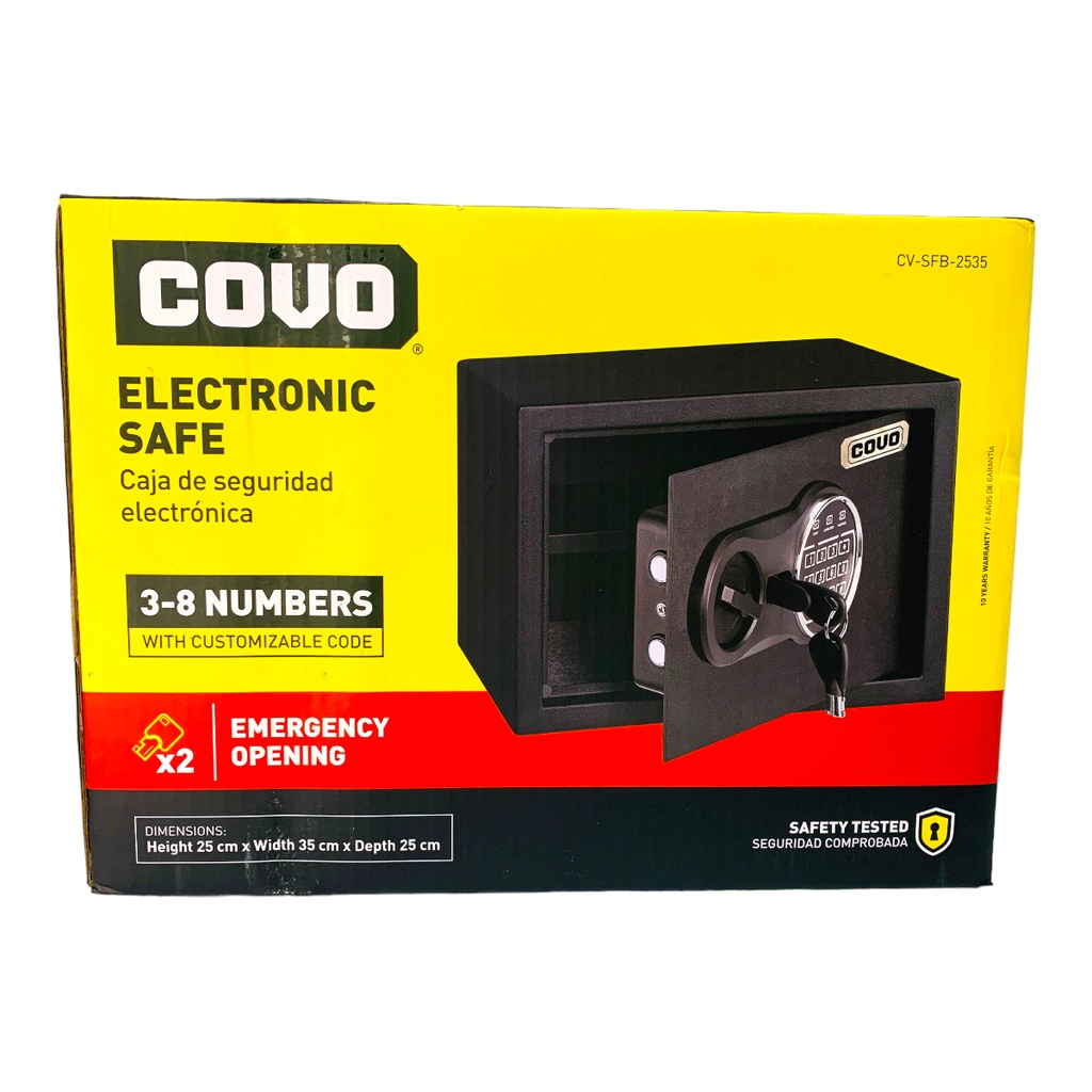 CAJA DE SEGURIDAD ELECTRONICA 25X35 CM NEGRO COVO