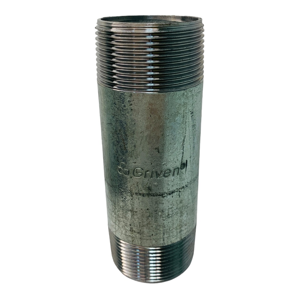 NIPLE 1 1/2" X 5" DE LARGO DE ACERO GALVANIZADO GRIVEN