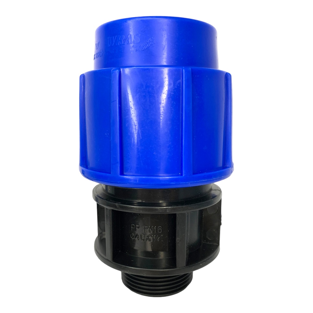 ADAPTADOR MACHO 40MM SALIDA 1 1/4" PARA RIEGO PEAD TUBRICA