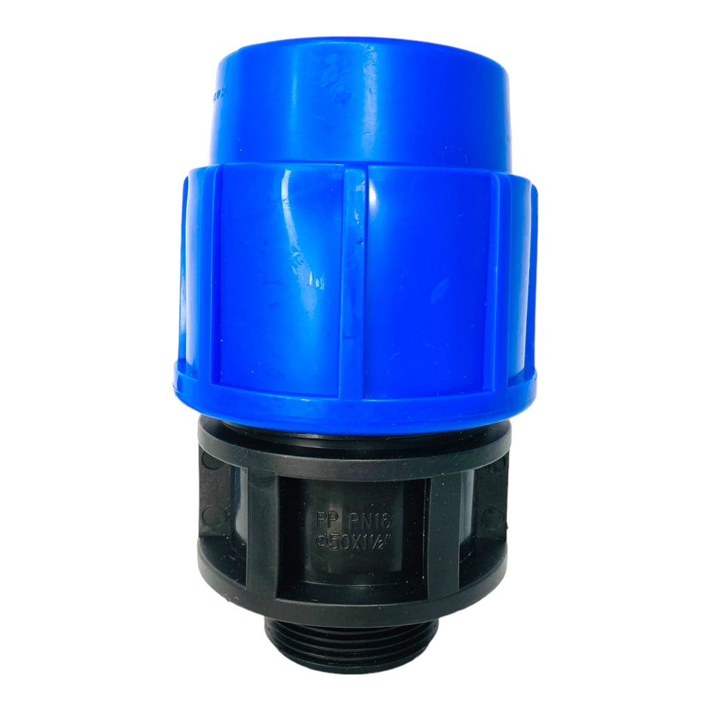 ADAPTADOR MACHO 50MM SALIDA 1 1/2" PARA RIEGO PEAD TUBRICA