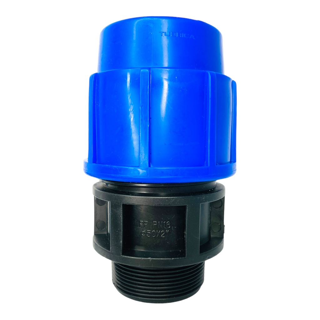 ADAPTADOR MACHO 50MM SALIDA 2" PARA RIEGO PEAD TUBRICA