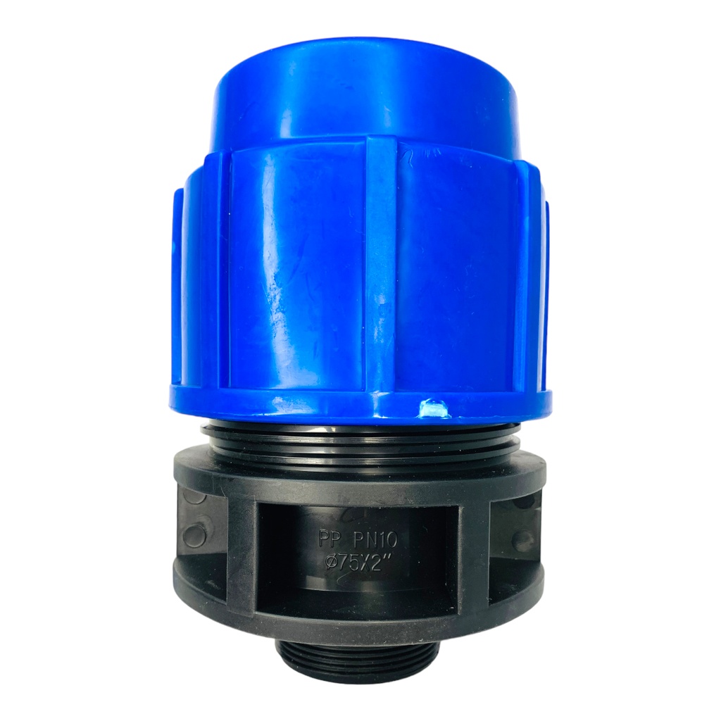 ADAPTADOR MACHO 75MM SALIDA 2" PARA RIEGO PEAD TUBRICA