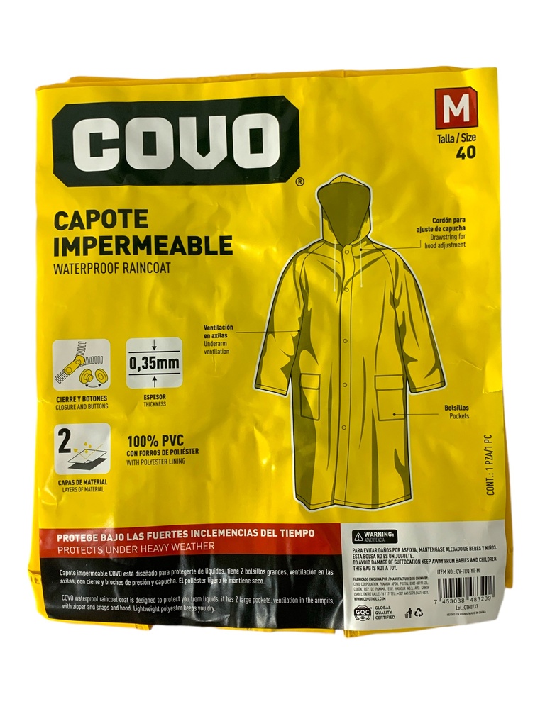 CAPOTE IMPERMEABLE TALLA M COVO