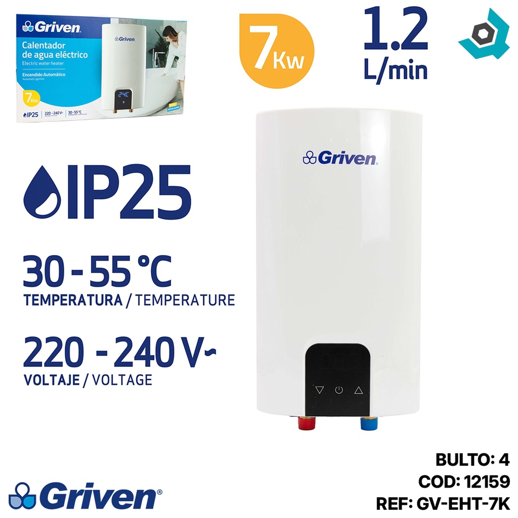 CALENTADOR DE AGUA ELECTRICO 7KW GRIVEN