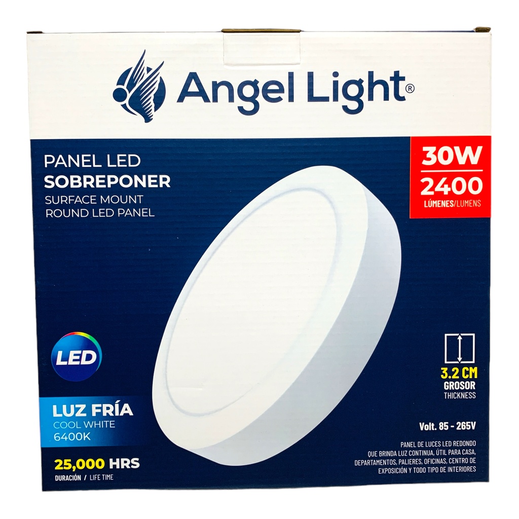 LAMPARA LED SUPERFICIAL REDONDA 30W 6400K ANGEL LIGHT