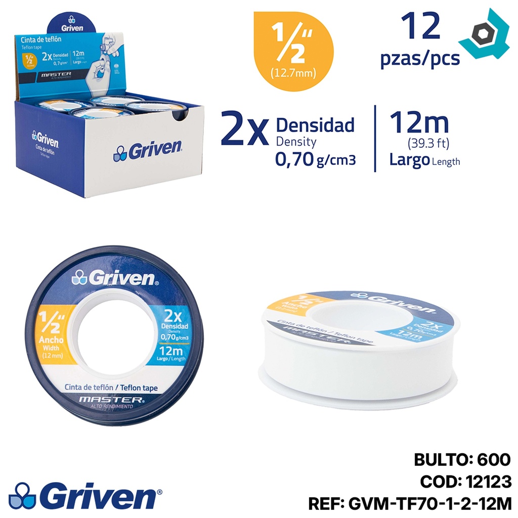 TEFLON 1/2" X 12M GRIVEN MASTER