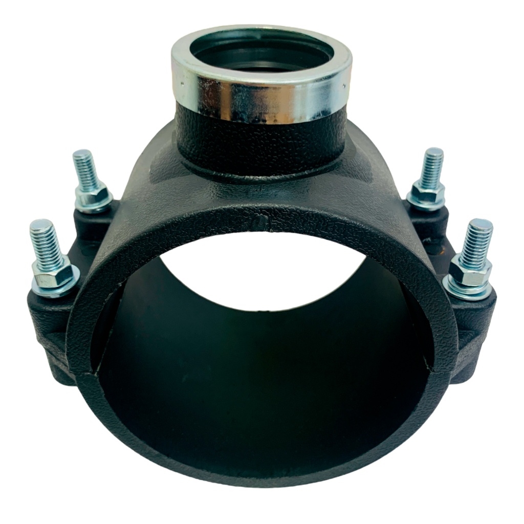 ABRAZADERA PARA RIEGO PP CON ROSCA 110MM X 1 1/2" TUBRICA