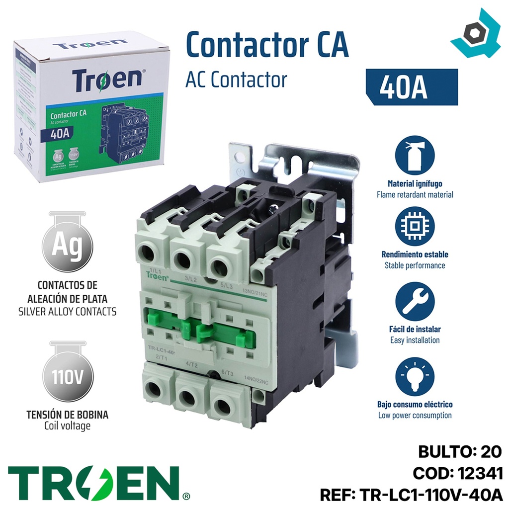 CONTACTOR CA 40A 110V TROEN