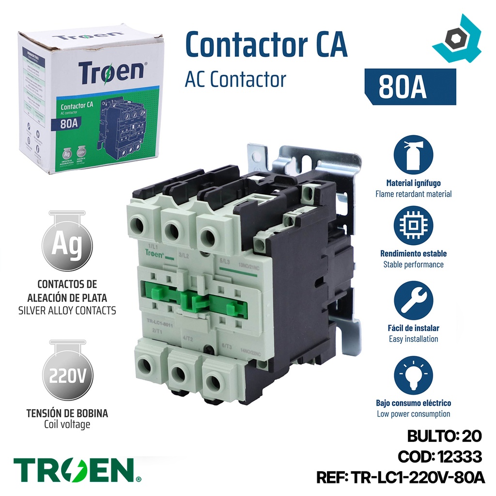 CONTACTOR CA 80A 220V TROEN